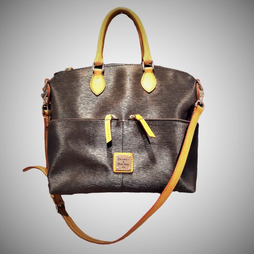 Dooney & Bourke Black and Tan Crossbody Satchel
